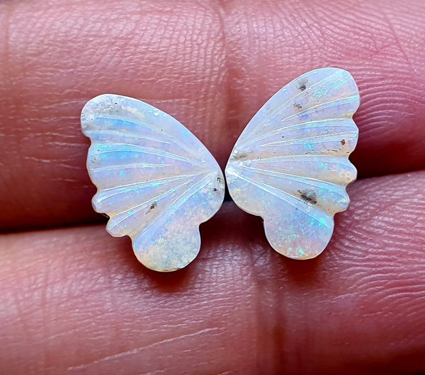 Electric Blue-Green Fire Butterfly Wings/Australian Opal/Hand Carved/Jewelry/ Necklace/ Pendant/ Ring/Loose Gem Wings/ AAA (Medium Size)