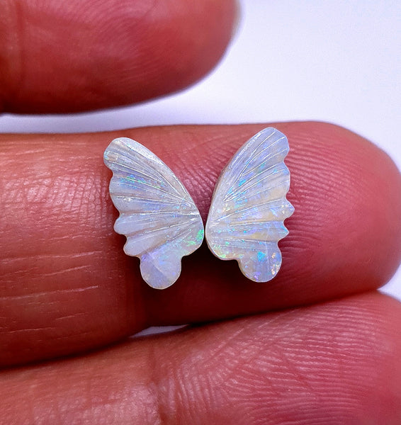 Electric Blue-Green Multi Fire Butterfly Wings/Australian Opal/Hand Carved/Jewelry/ Necklace/ Pendant/ Ring/Loose Gem Wings/ AAA (Small Size)