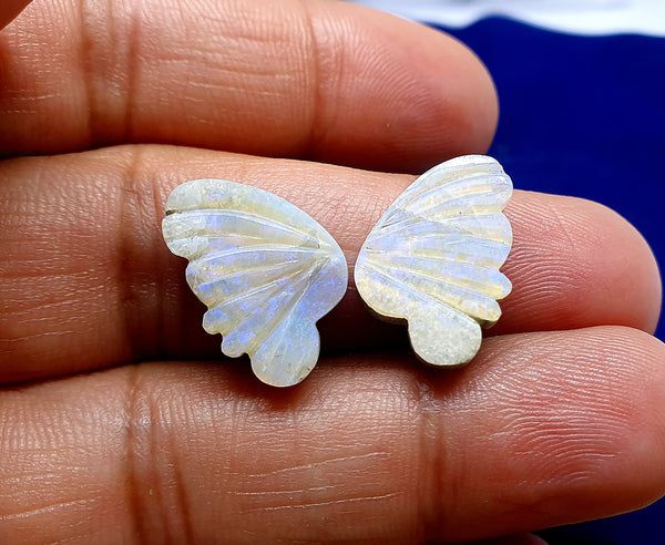 Electric Blue-Green Fire Butterfly Wings/Australian Opal/Hand Carved/Jewelry/ Necklace/ Pendant/ Ring/Loose Gem Wings/ AAA (Large Size)