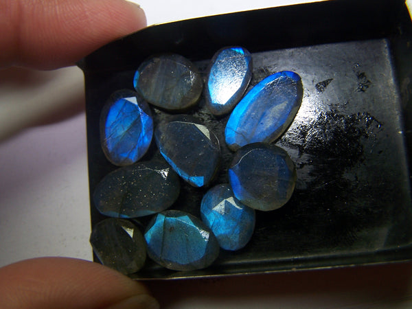 40.50 cts Blue Flashy Labradorite 10 pieces Rose Cut Faceted Slice Gems, Wholesale Parcel/Lot of Free Form Loose Gems,100 % Natural AAA