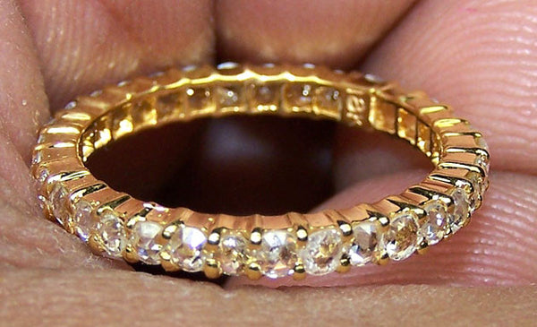 Super Unique 0.78 cts G/H SI Rose Cut Diamond Eternity Band/Ring Yellow Gold 18 K > Fine Jewelry
