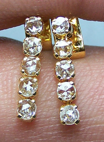 Super Unique 0.45 cts G/H SI Rose Cut Diamond Dangling Earring Yellow Gold 18 K > Fine Jewelry