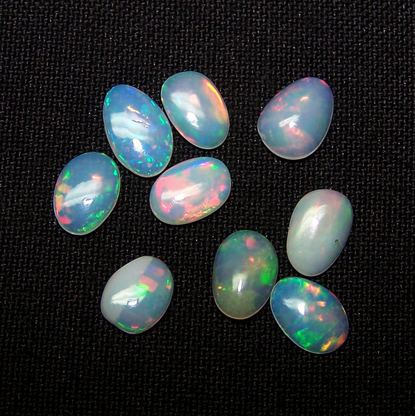 3.80 cts Insane Rainbow Color Play Ethiopian Welo Opal Smooth Slice Gems AAA, Milky and Transparent, (9 Pcs) Wholesale Lot/Parcel