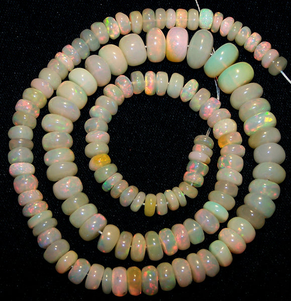 ON SALE - White Milky Ethiopian Opal Smooth Rondelle Beads