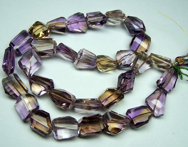 Unique 317 Cts Natural Ametrine (amethyst & Citrine Bio) Faceted Tumble/nugget Beads - Full 18 Inch Strand