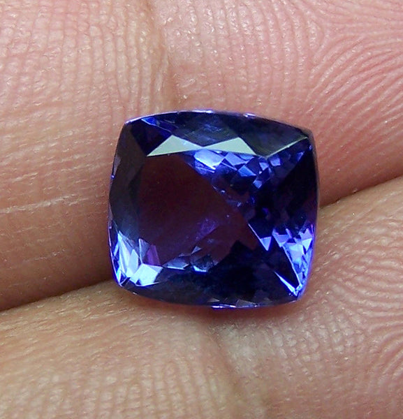 Unique 4.48 Cts Certified Natural Loose Tanzanite Cushion D Block AAA Gemstone > Violet-Blue with Purple Hue >For Engagement Ring,Pendant, Necklace and more...
