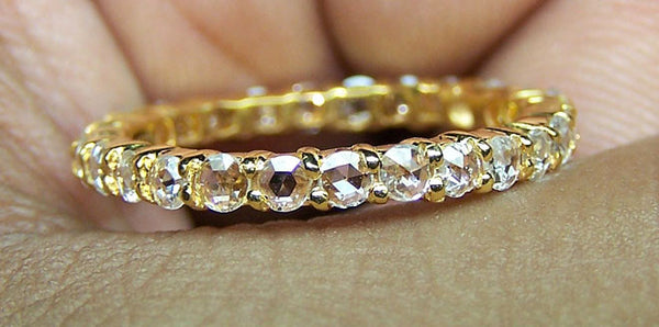 Super Unique, Premium G / VS Rose Cut Diamond Eternity Band/Ring Yellow Gold 18 K > Fine Jewelry
