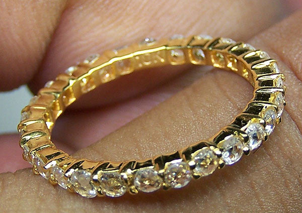 Super Unique 0.78 cts G/H SI Rose Cut Diamond Eternity Band/Ring Yellow Gold 18 K > Fine Jewelry