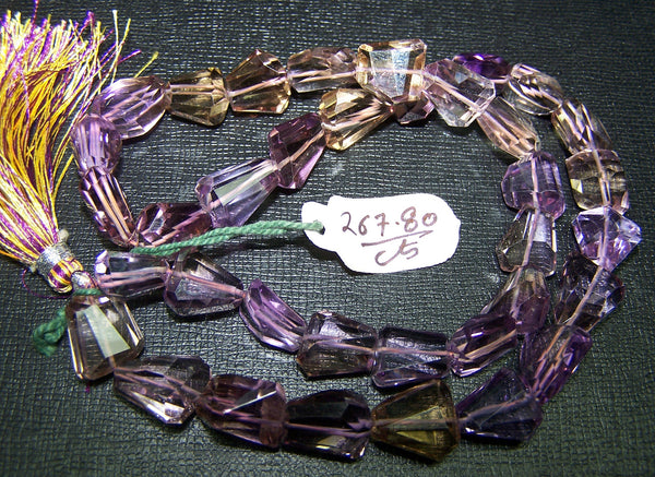 Unique 267 Cts Natural Ametrine (Amethyst & Citrine Bio) Faceted Tumble/Nugget Beads AAA (36 Pcs) Ful/l 18 inch Strand > Bracelet, Earrings