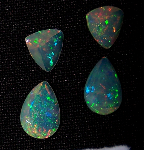 3.30 cts Insane Rainbow Fire Play Ethiopian Welo Opal Faceted 7 x 7 MM Trillion & 7 x 10 MM Pear Loose AAA : Matched pair for Earrings