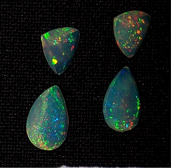 3.30 cts Insane Rainbow Fire Play Ethiopian Welo Opal Faceted 7 x 7 MM Trillion & 7 x 10 MM Pear Loose AAA : Matched pair for Earrings