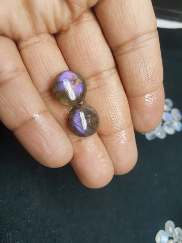 Masterpiece Collection : 15 mm Round Natural Purple/Pink Fire Labradorite Rose Cut Round Faceted Cabochon Gems > Wholesale Parcel/Lot