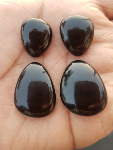 Tumble Oval Collection :  Black Onyx Rose Cut Cabochons > 100 % Natural Loose Gemstone > Wholesale Sample Order Lot/ Parcel