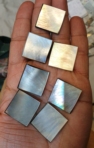 Masterpiece Collection : Black/Grey Natural Mother of Pearl Square Cabochon Gems > Wholesale Parcel/Lot