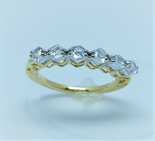 Ultra Unique, Premium F / VS Hexagon Rose Cut Diamond Band/Ring Yellow Gold 18 K > Fine Jewelry