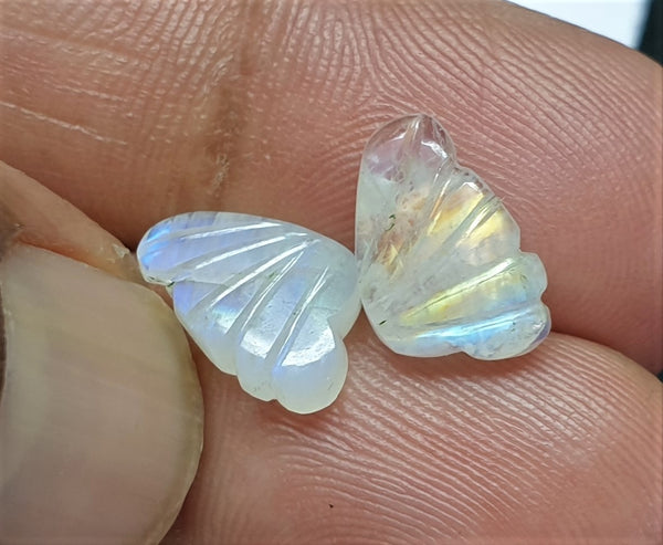 Multi Rainbow Fire Rainbow Moonstone/ Hand Carved Rainbow Moonstone Butterfly Wings/ Jewelry/ Necklace/ Pendant/ Ring/ Loose Gem Wings/ AAA