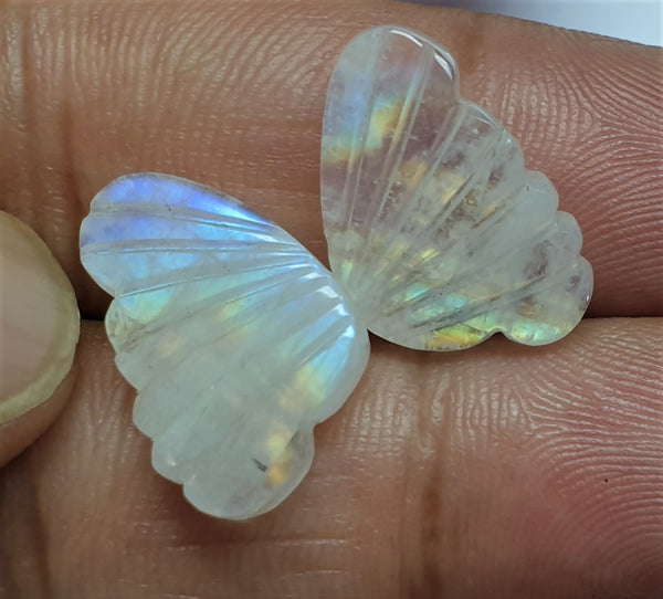 Multi Rainbow Fire Rainbow Moonstone/ Hand Carved Rainbow Moonstone Butterfly Wings/ Jewelry/ Necklace/ Pendant/ Ring/ Loose Gem Wings/ AAA