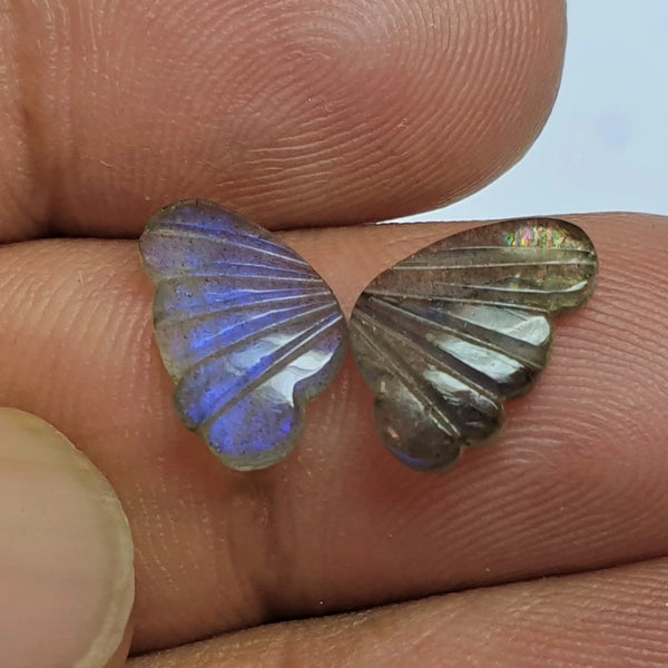 Custom Cut Blue Fire Labradorite (Semi-Translucent) Fancy Butterfly Wings Shaped Hand Carved Gems, Sample Pieces Loose Gems,100 % Natural AAA