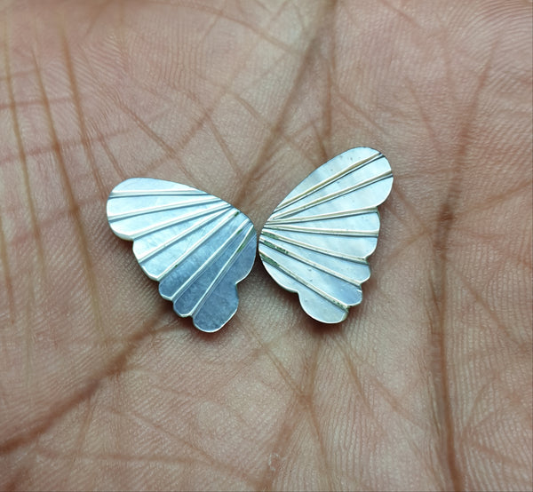 Black/Grey MOP (Mother Of Pearl) Fancy Butterfly Wings Shaped Hand Carved Gems, Sample Pieces Loose Gems,100 % Natural AAA
