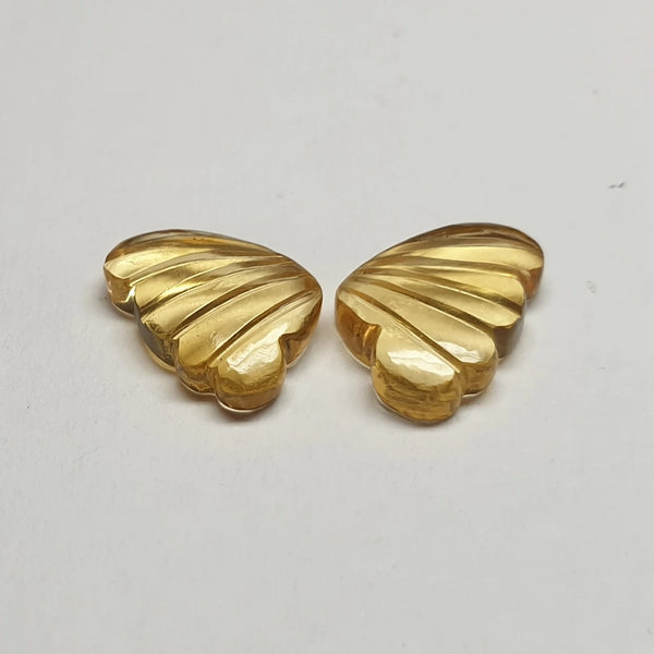 Custom Made Citrine Butterfly Wings Shaped Hand Carved Gems, Sample Pieces Loose Gems,100 % Natural AAA