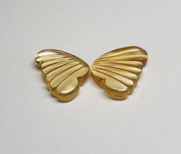 Custom Made Citrine Butterfly Wings Shaped Hand Carved Gems, Sample Pieces Loose Gems,100 % Natural AAA