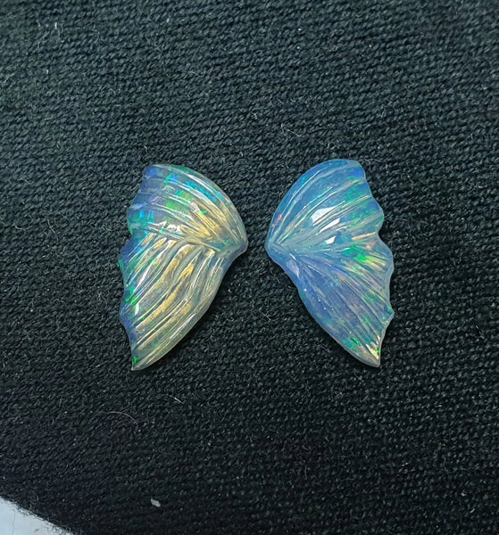 Multi Fire Rainbow Ethiopian Welo Opal Butterfly Wings/ Hand Carved /Jewelry/ Necklace/ Pendant/ Ring/ Loose Gem Wings/ AAA