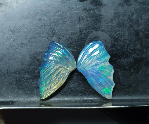 Multi Fire Rainbow Ethiopian Welo Opal Butterfly Wings/ Hand Carved /Jewelry/ Necklace/ Pendant/ Ring/ Loose Gem Wings/ AAA