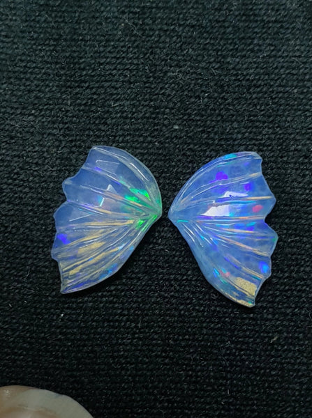 Multi Rainbow Fire Ethiopian Welo Opal Hand Carved Butterfly Wings/ Jewelry/ Necklace/ Pendant/ Ring/ Loose Gem Wings/ AAA
