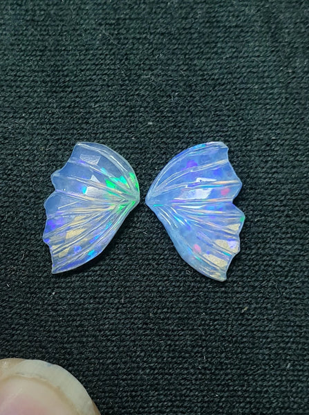 Multi Rainbow Fire Ethiopian Welo Opal Hand Carved Butterfly Wings/ Jewelry/ Necklace/ Pendant/ Ring/ Loose Gem Wings/ AAA