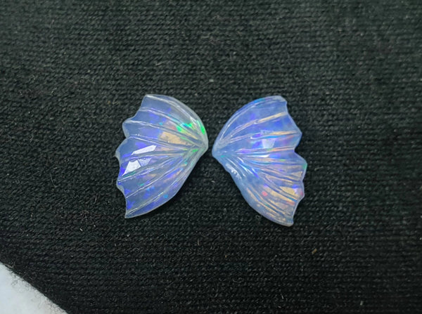 Multi Rainbow Fire Ethiopian Welo Opal Hand Carved Butterfly Wings/ Jewelry/ Necklace/ Pendant/ Ring/ Loose Gem Wings/ AAA