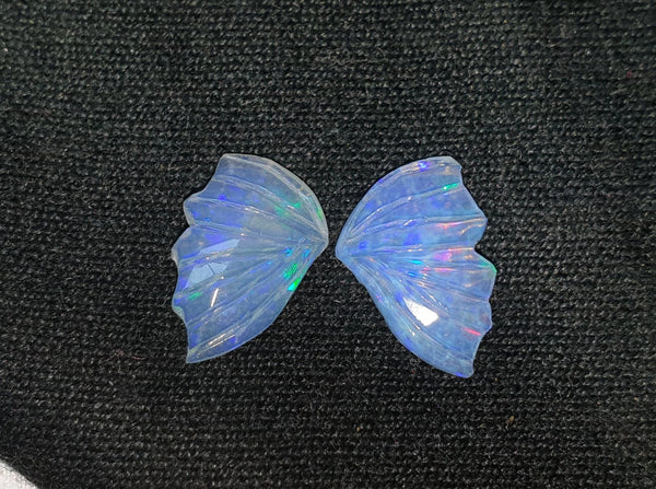 Multi Rainbow Fire Ethiopian Welo Opal Hand Carved Butterfly Wings/ Jewelry/ Necklace/ Pendant/ Ring/ Loose Gem Wings/ AAA