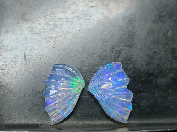 Multi Rainbow Fire Ethiopian Welo Opal Hand Carved Butterfly Wings/ Jewelry/ Necklace/ Pendant/ Ring/ Loose Gem Wings/ AAA