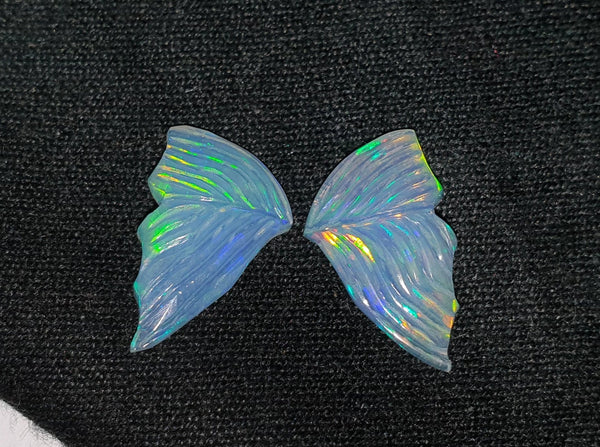 Multi Fire Rainbow Ethiopian Welo Opal Butterfly Wings/ Hand Carved /Jewelry/ Necklace/ Pendant/ Ring/ Loose Gem Wings/ AAA