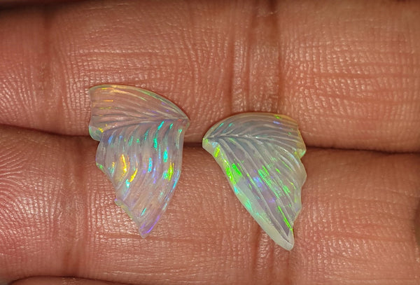 Multi Fire Rainbow Ethiopian Welo Opal Butterfly Wings/ Hand Carved /Jewelry/ Necklace/ Pendant/ Ring/ Loose Gem Wings/ AAA