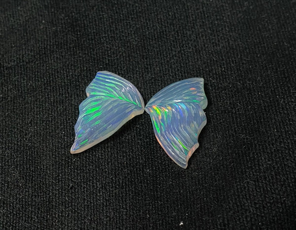 Multi Fire Rainbow Ethiopian Welo Opal Butterfly Wings/ Hand Carved /Jewelry/ Necklace/ Pendant/ Ring/ Loose Gem Wings/ AAA