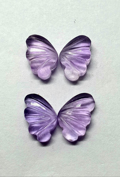 Brazil Amethyst Fancy Butterfly Wings Shaped Hand Carved Gems, Sample Pieces Loose Gems,100 % Natural AAA