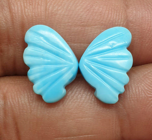Sleeping Beauty/ Turquoise with Matrix Lines/ Hand Carved Turquoise Butterfly Wings/ For Jewelry/ Pendant/ Ring/ Loose Gem Wings/ AAA/ Large
