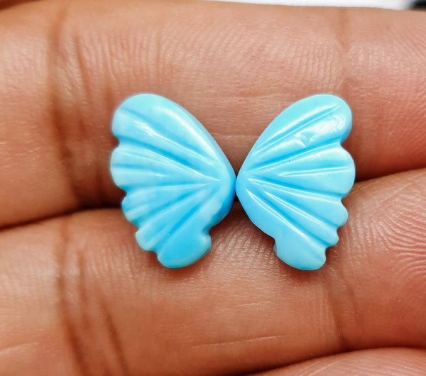 Sleeping Beauty/ Turquoise with Matrix Lines/ Hand Carved Turquoise Butterfly Wings/ For Jewelry/ Pendant/ Ring/ Loose Gem Wings/ AAA/ Large