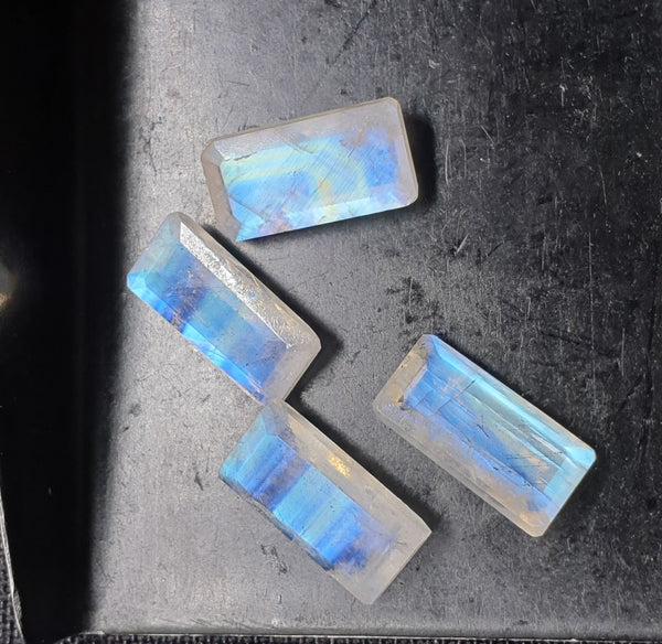 Masterpiece Collection : Rainbow Moonstone Emerald Cut Octagon 12 x 6 MM, 5 pcs Parcel/Lot of Loose Gems,100 % Natural Gems AAA