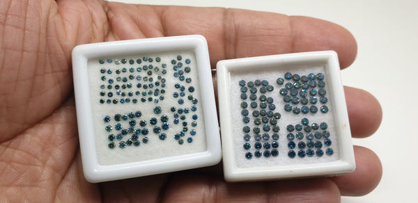 Fancy Color Diamonds : 100 % Natural Blue Diamond Brilliant Cut Rounds 1.5 mm - 1.7 mm - 1.8 mm - 2 mm - 2.3 mm - 2.5 mm Loose Blue Diamond Lot / Parcel AAA