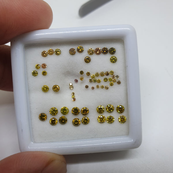 Fancy Color Diamonds : 100 % Natural Canary Yellow Diamond Brilliant Cut Rounds 1.3 mm - 1.5 mm - 1.7 mm - 1.8 mm - 2 mm - 2.3 mm - 2.5 mm Loose Blue Diamond Lot / Parcel AAA
