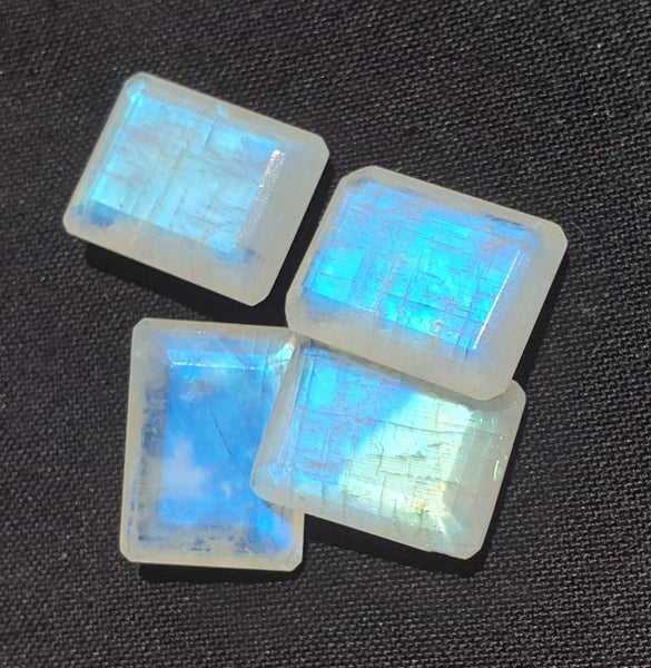 Masterpiece Collection : Large 15 x 20 mm Rainbow Moonstone Faceted Emerald Cut Octagon Gem/Multi Rainbow Flashy 100 % Natural AAA