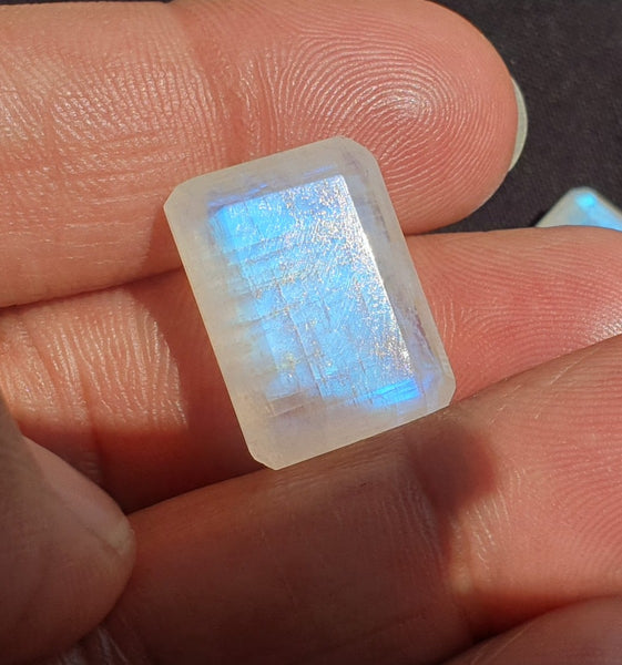 Masterpiece Collection : Large 15 x 20 mm Rainbow Moonstone Faceted Emerald Cut Octagon Gem/Multi Rainbow Flashy 100 % Natural AAA