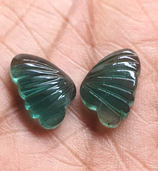 Emerald Fluorite Fancy Butterfly Wings Shaped Hand Carved Gems, Loose Gems,100 % Natural AAA