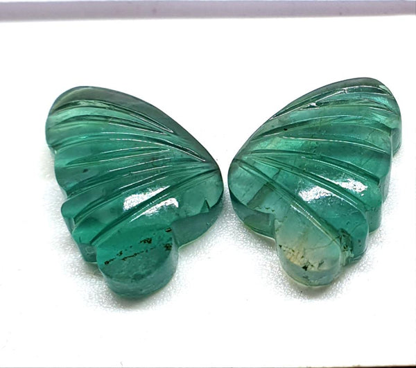 Emerald Fluorite Fancy Butterfly Wings Shaped Hand Carved Gems, Loose Gems,100 % Natural AAA
