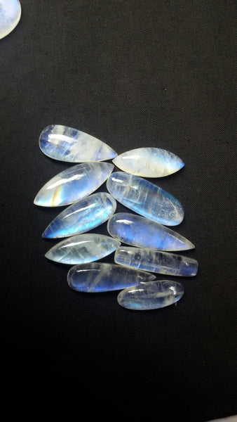 272.50 Cts Long White Rainbow Moonstone Mix Cabochons, 10 Pieces Wholesale Lot/Parcel Sample
