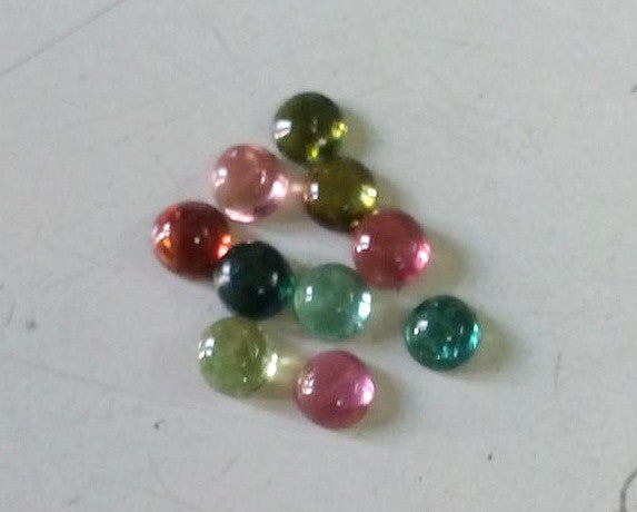 Amazing Hot Multi Tourmaline 4 mm Calibrated Round Smooth Cabochons from Brazil, 100 % Natural Loose Gemstone