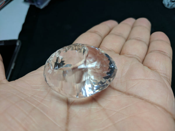 Unique 100 % Real & Natural Brazilian Crystal Quartz High Dome Checkered Finger Ring > Hand Carved