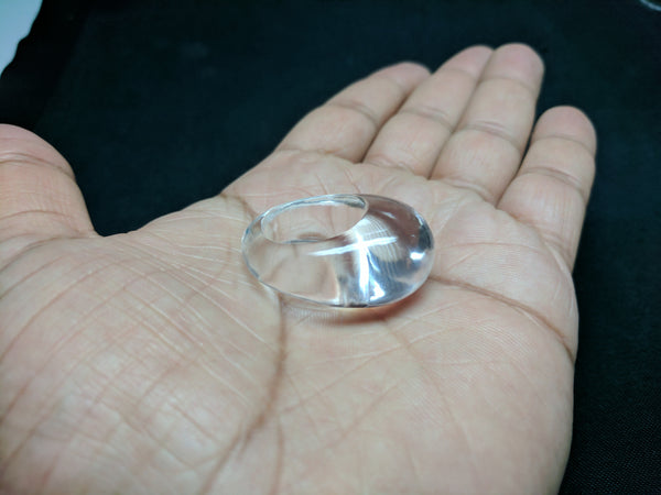 Unique Masterpiece 100 % Real & Natural Brazilian Crystal Quartz High Dome Plain Smooth Cabochon Finger Ring > Hand Carved