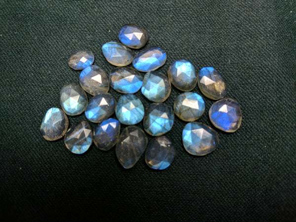 51.65 cts Blue Flashy Labradorite Rose Cut Faceted Slice Gems, Wholesale Parcel/Lot of Free Form Loose Gems,100 % Natural AAA